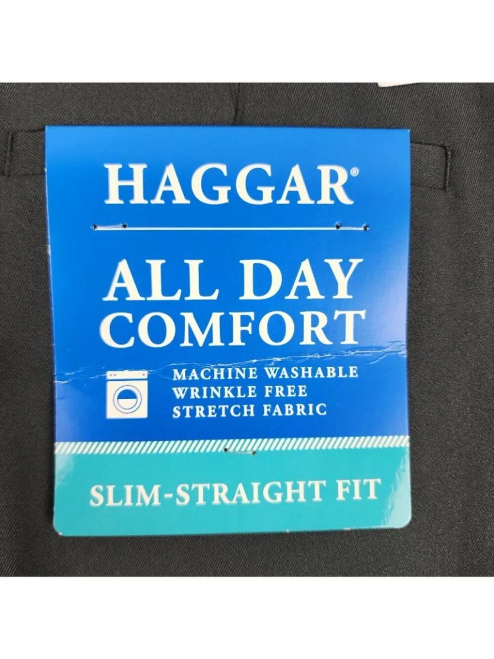 Haggar Premium Dress Pants Mens 34x32 Black Slim Straight Heathered NWT